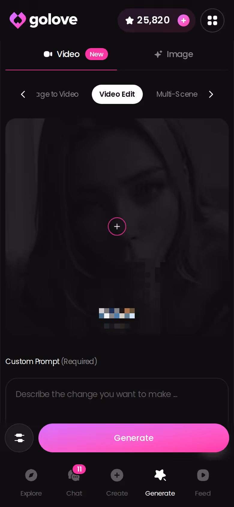 Mobile Video Edit mode in the GoLove.ai generator — what is the best ai companion
